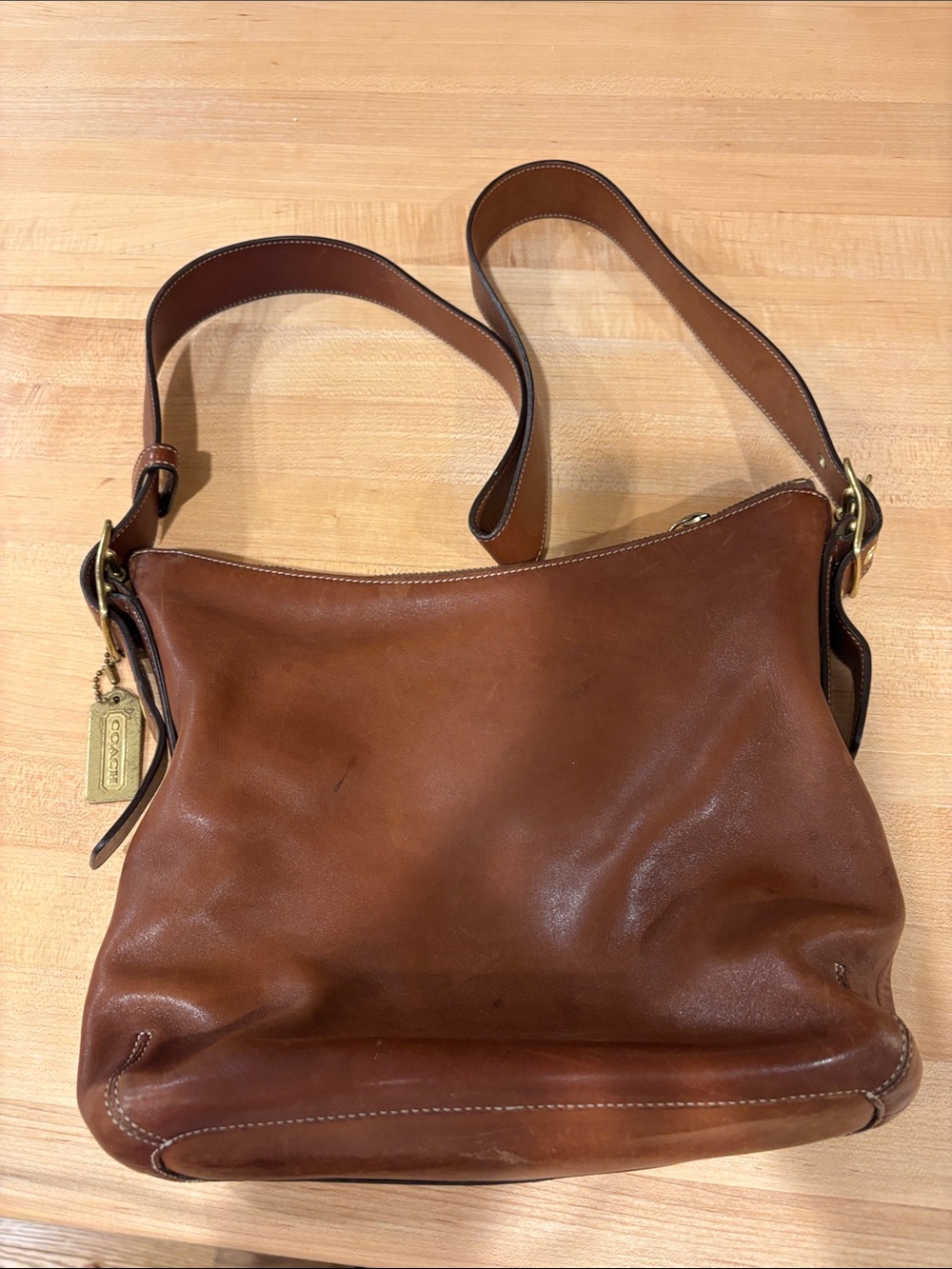 Coach Cognac Leather crossbody  Bag with Gold Hardware